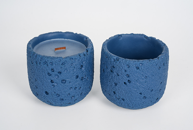 White/Blue/Gree Artisanal Porous Cement Jar Candle