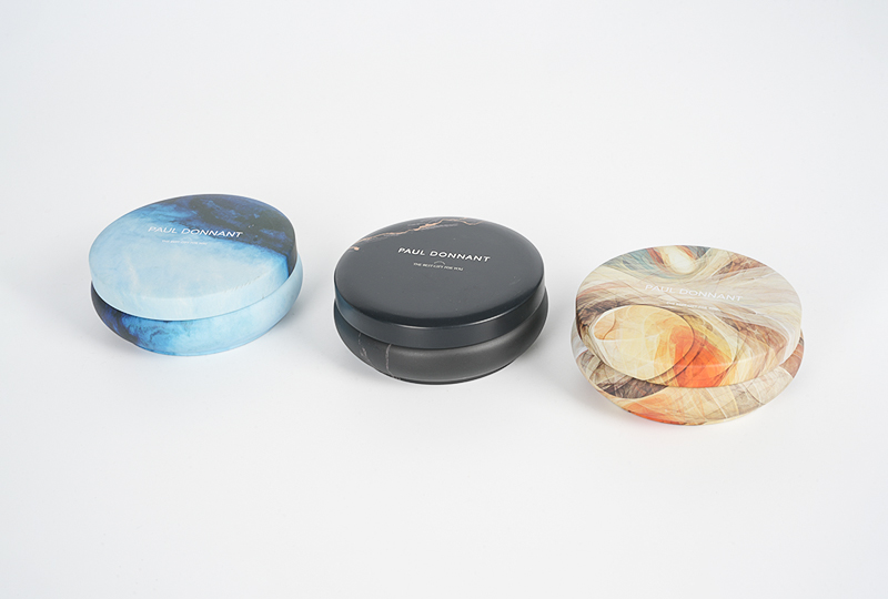 Round Lidded Botanical Decorative Metal Jar Candle