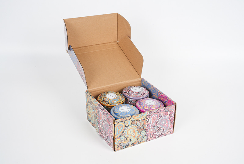 Embossed Paisley Lidded Pedestal Metal Jar Candle