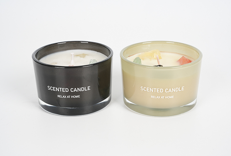 Single-Wick Crystal-Embedded Scented Glass Jar Candle