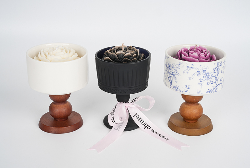 Vintage Pedestal Bloom Flower Series Handmade Candle