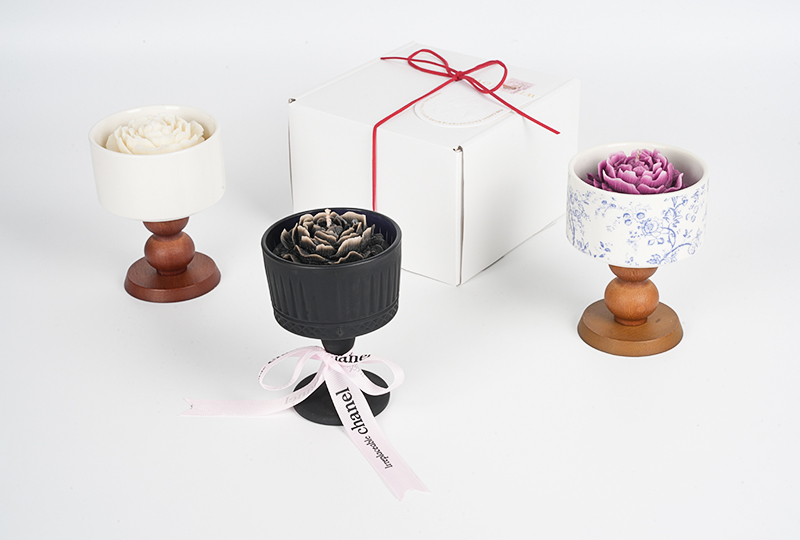 Vintage Pedestal Bloom Flower Series Handmade Candle