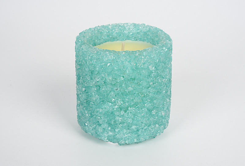 Aqua Crystal Textured Art Candle