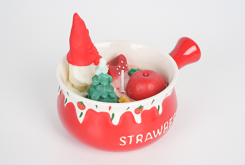 Strawberry Dessert Mug Christmas Gnome Festival Series Handmade Candle