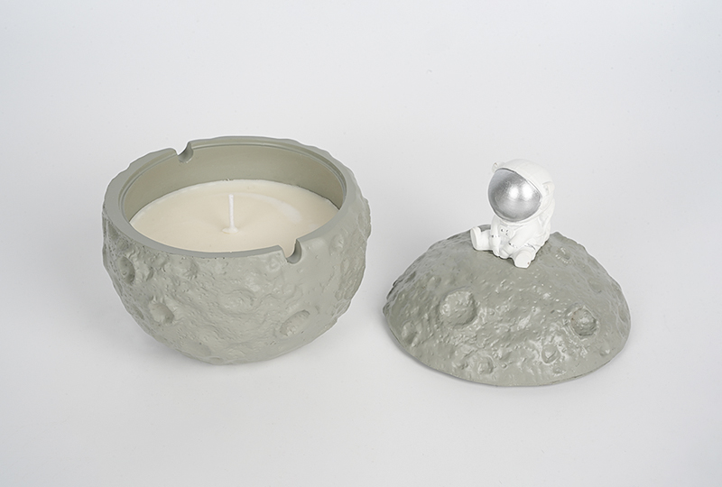Moon Crater Astronaut Art Candle