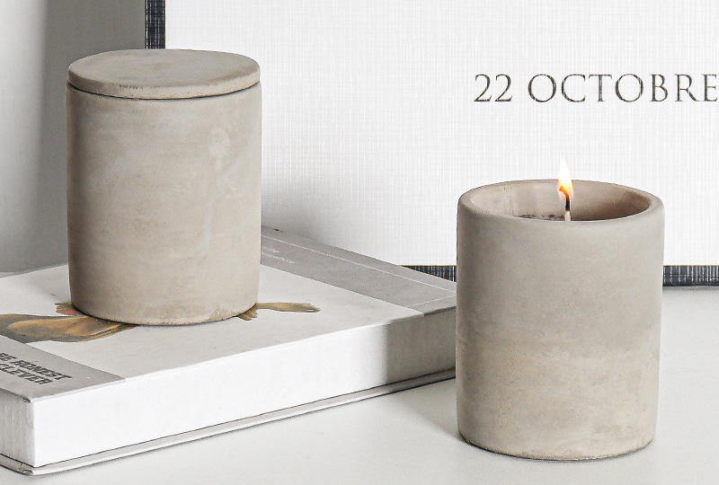 Minimalist Matte Concrete Reusable Cement Jar Candle