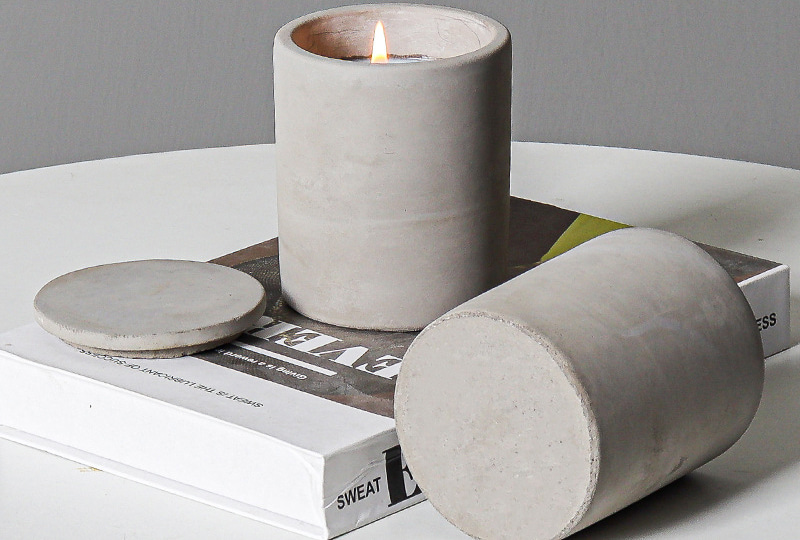 Minimalist Matte Concrete Reusable Cement Jar Candle