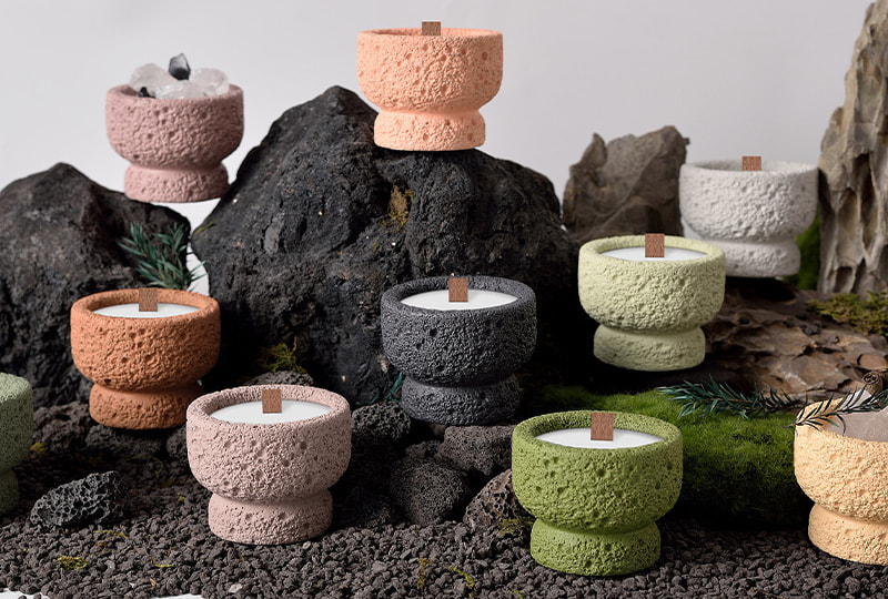 Textured Pedestal Cement Jar Candle