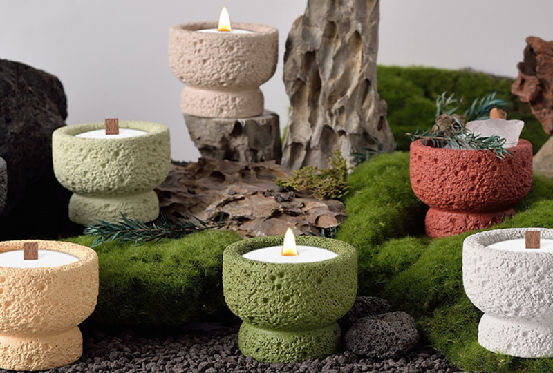 Textured Pedestal Cement Jar Candle
