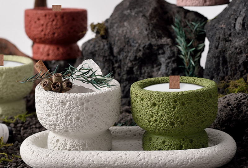 Textured Pedestal Cement Jar Candle