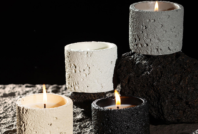 Moon Surface Textured Cement Jar Candle