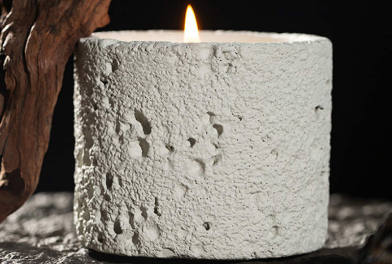 Moon Surface Textured Cement Jar Candle