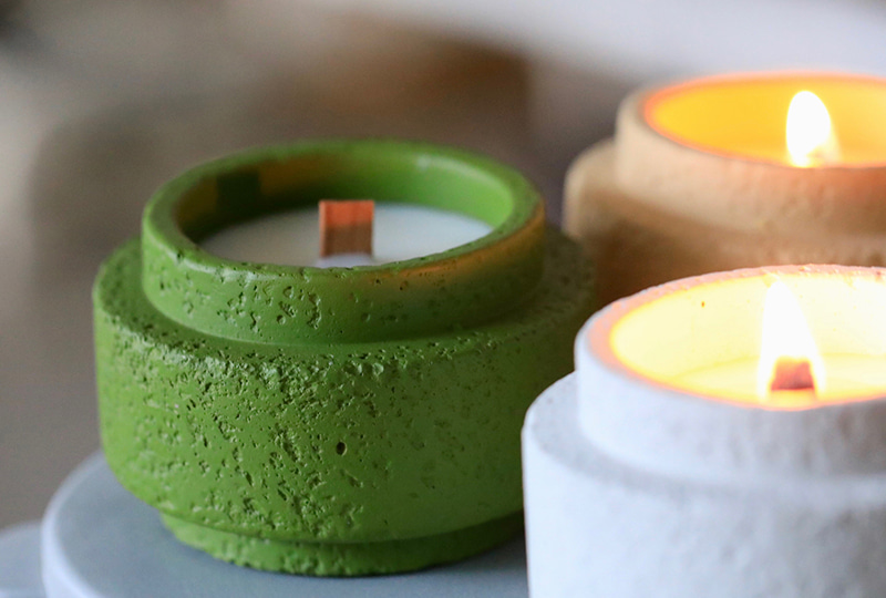 Cement Jar Candle6aTextured Concrete Wooden Wick Cement Jar Candle
