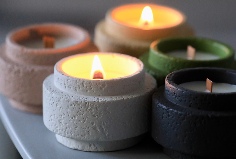Cement Jar Candle6aTextured Concrete Wooden Wick Cement Jar Candle