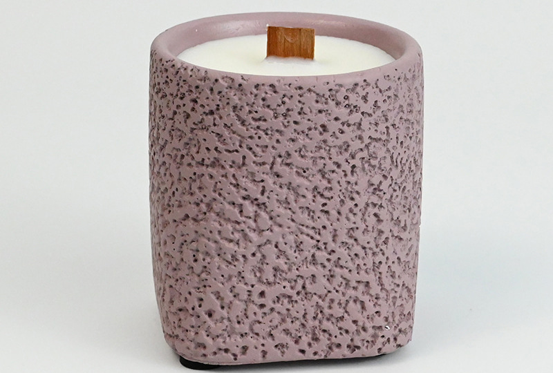 Textured Concrete Jar Wooden Wick Cement Jar Candle