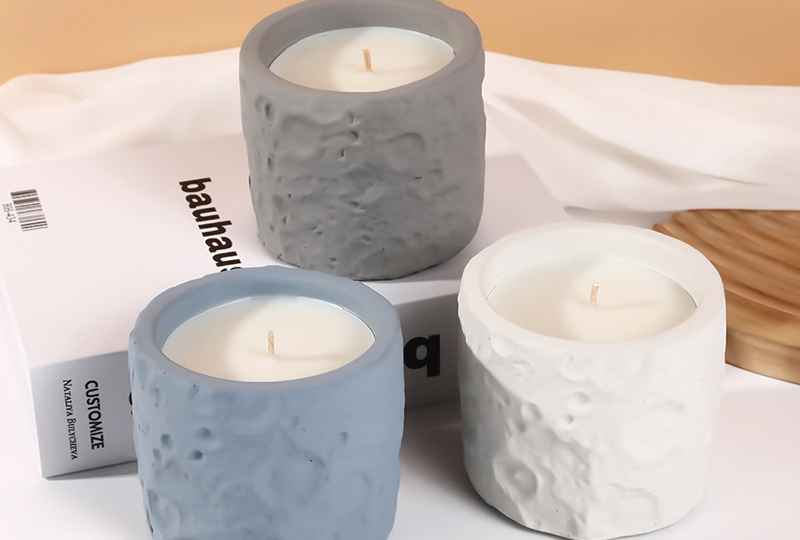 Textured Matte Colored Cement Jar Candle