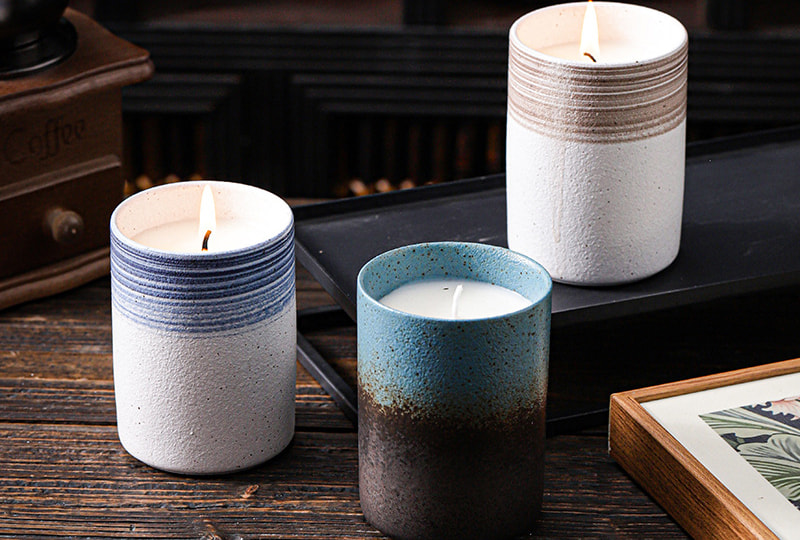 Textured Gradient Glaze Ceramic Jar Candle