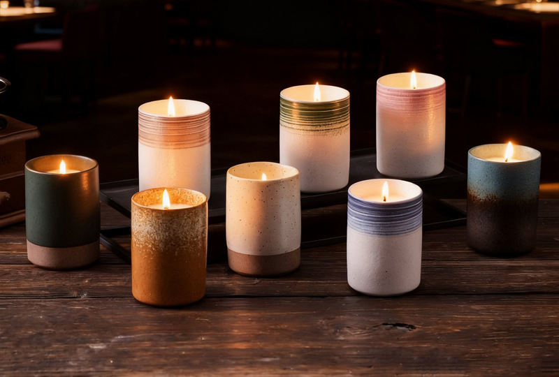 Textured Gradient Glaze Ceramic Jar Candle