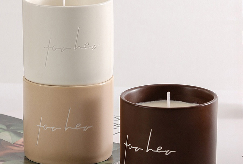 Matte Script-Printed Ceramic Jar Candle