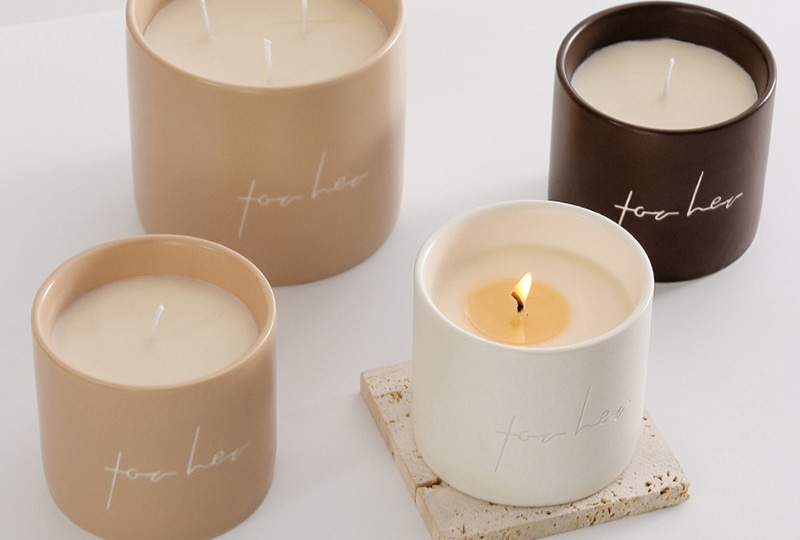 Matte Script-Printed Ceramic Jar Candle