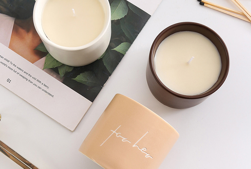 Matte Script-Printed Ceramic Jar Candle