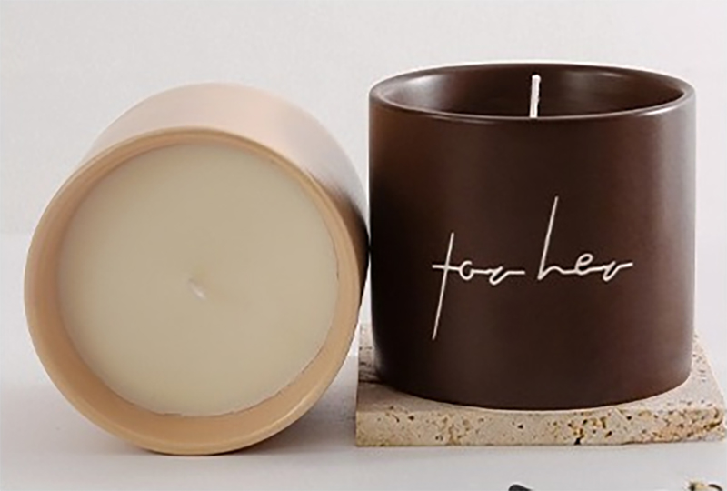 Matte Script-Printed Ceramic Jar Candle