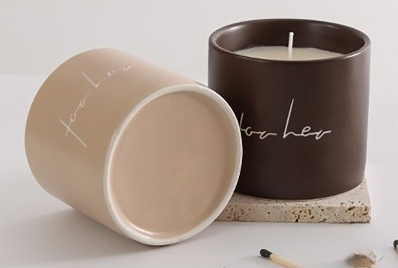 Matte Script-Printed Ceramic Jar Candle