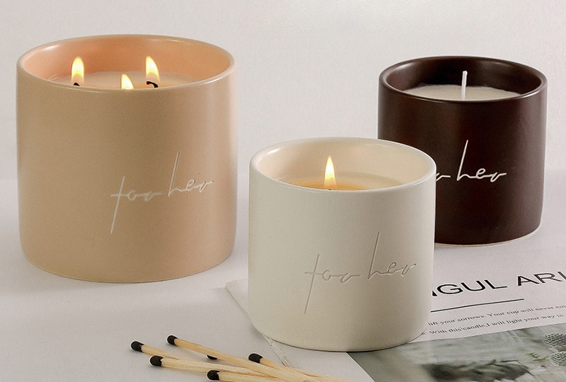 Matte Script-Printed Ceramic Jar Candle