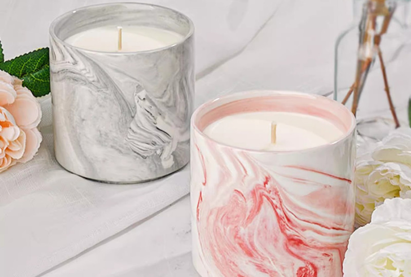 Marbled Pattern Ceramic Jar Candle