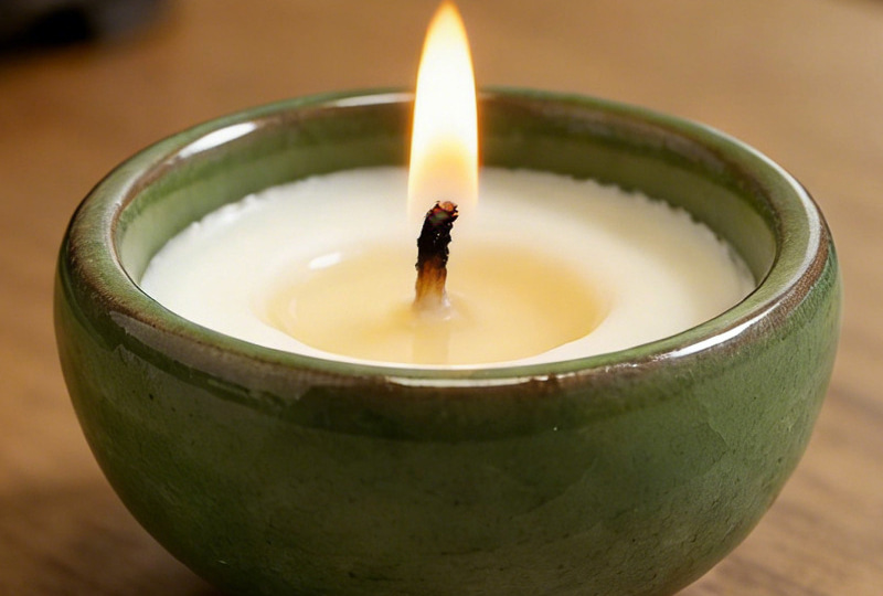 Crackle-Glaze Bowl-Shaped Ceramic Jar Candle