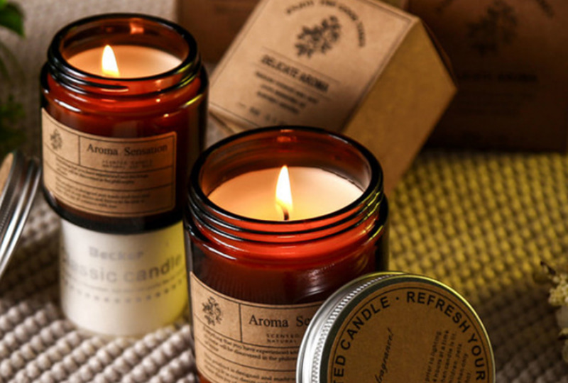 Amber Soy Wax Scented Glass Jar Candle