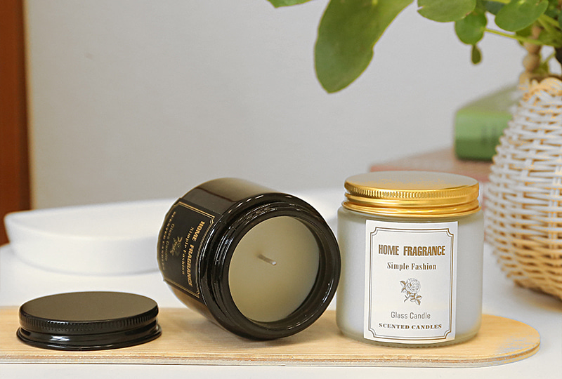 Frosted Scented Gold-Lid Glass Jar Candle