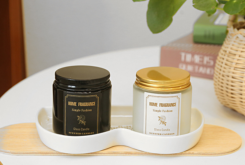 Frosted Scented Gold-Lid Glass Jar Candle