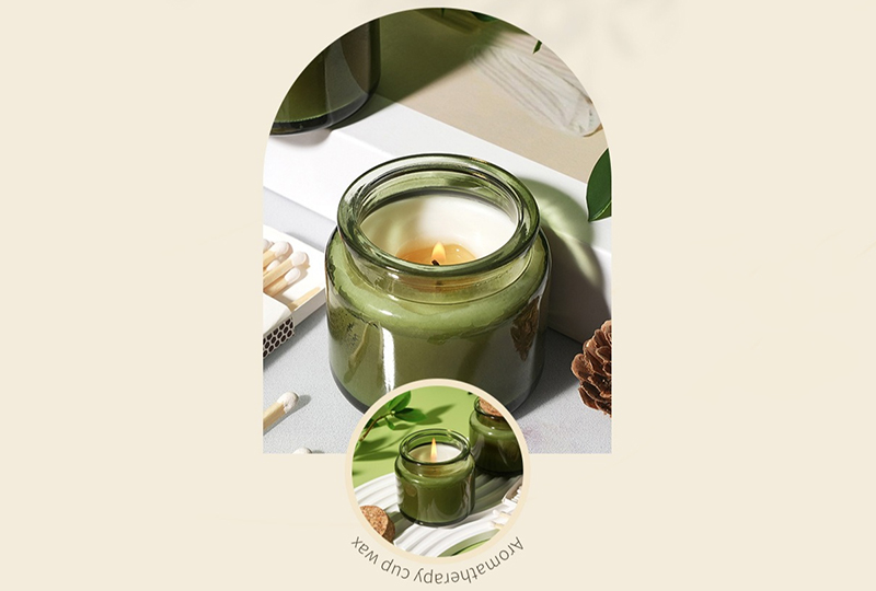 Green Cork-Lid Glass Jar Candle