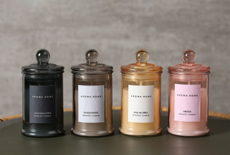 Lidded Aromatherapy Scented Glass Jar Candle
