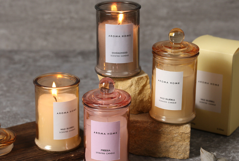 Lidded Aromatherapy Scented Glass Jar Candle