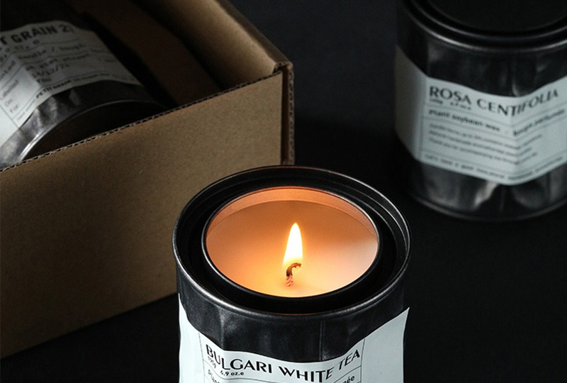 Black Soy Wax White Tea Metal Jar Candle