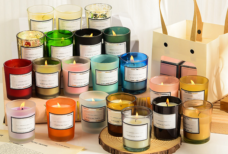 Colored Scented Votive Glass Jar Candle