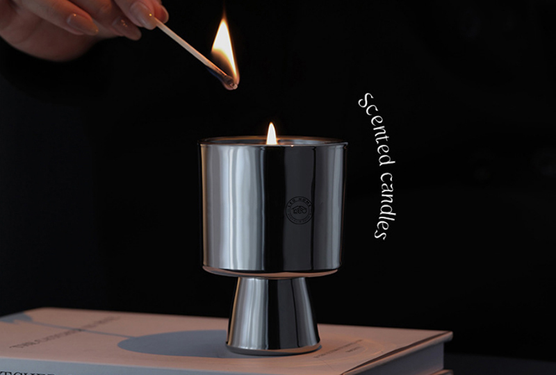 Polished Stainless Steel Pedestal Metal Jar Candle