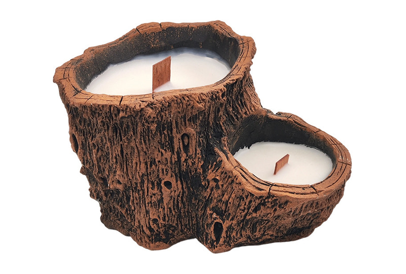 Ustic Wooden Stump Natural Beeswax Artist Candle
