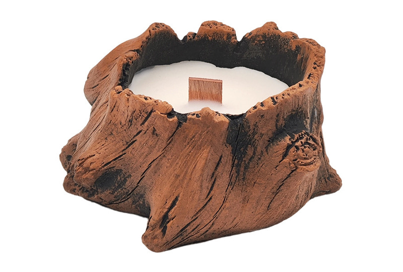 Ustic Wooden Stump Natural Beeswax Artist Candle