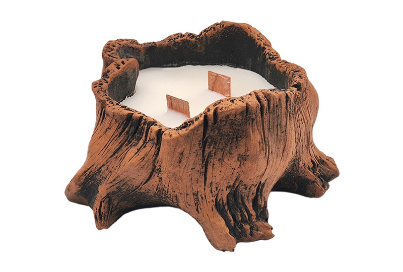 Ustic Wooden Stump Natural Beeswax Artist Candle