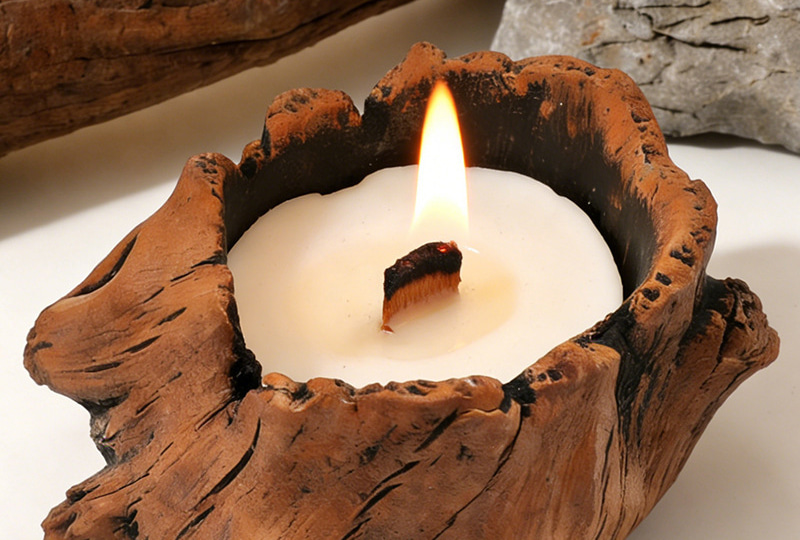 Ustic Wooden Stump Natural Beeswax Artist Candle