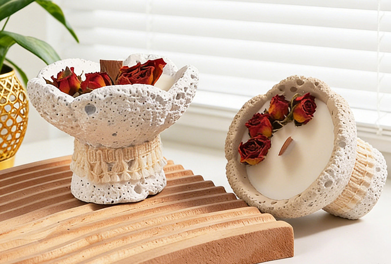Handcrafted Soy Wax Rose Pedestal Artist Candle