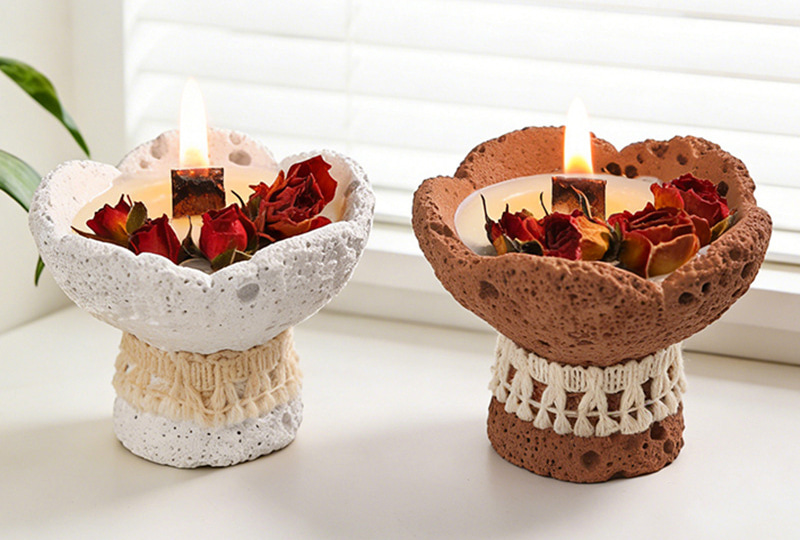 Handcrafted Soy Wax Rose Pedestal Artist Candle