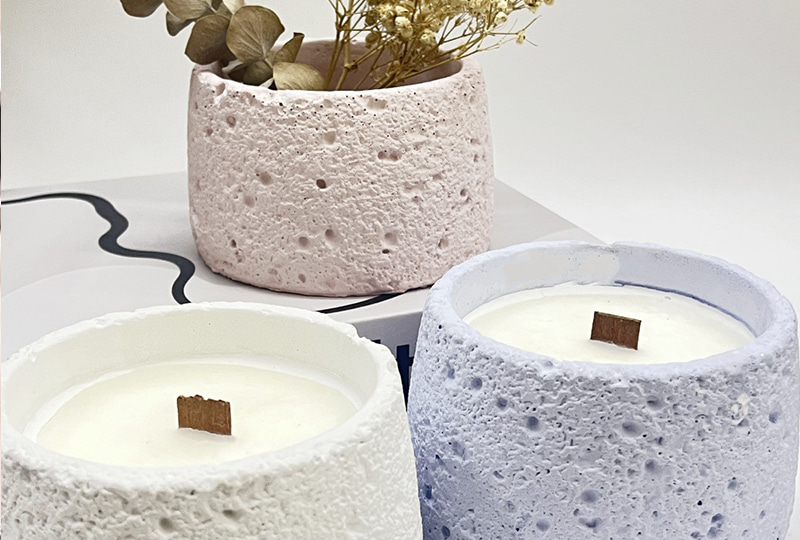 Porous Texture Pastel Cement Jar Candle