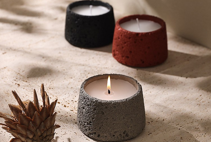 Porous Texture Pastel Cement Jar Candle