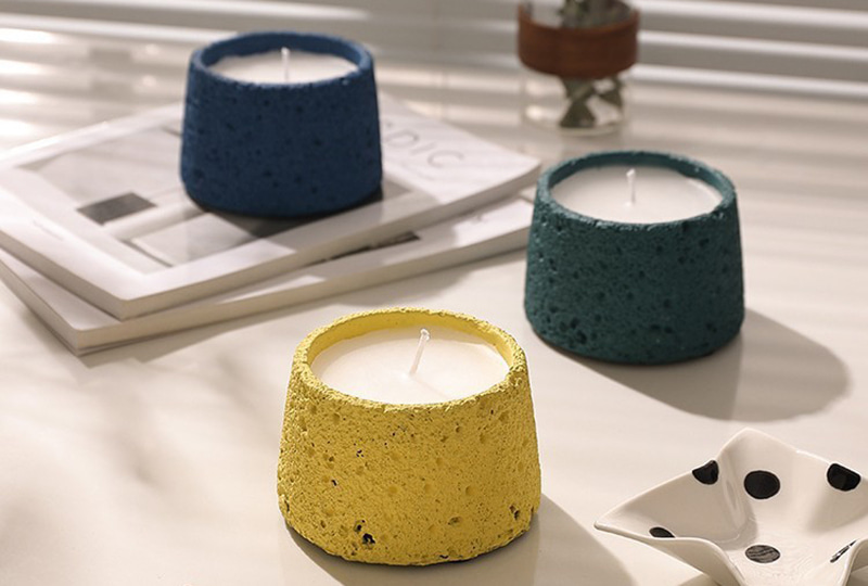 Porous Texture Pastel Cement Jar Candle