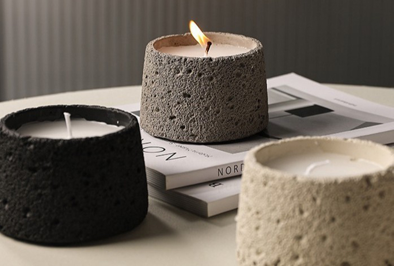 Porous Texture Pastel Cement Jar Candle