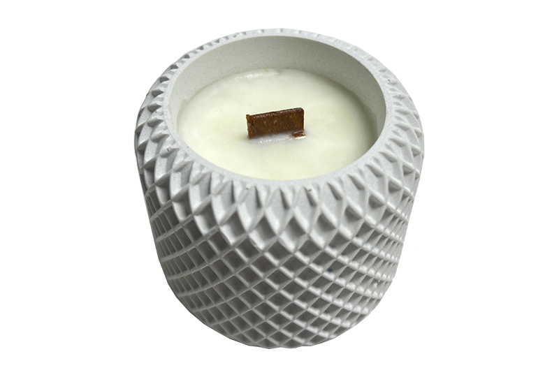Geometric Carved Textured Cement Jar Candle